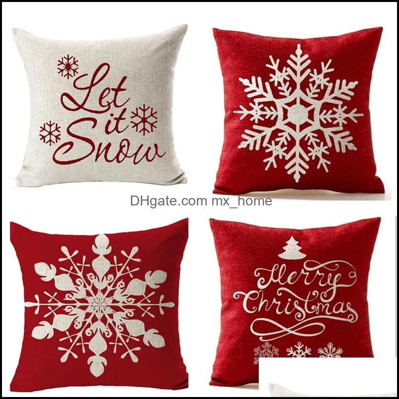 45 * 45 cm Christmas Snowflake Poduszka ERS Linen Nowy Rok Sofa Rzut Poszewka na Poszewka dekoracja ER Party Supplies Drop Dostawa 2021 Pościel T