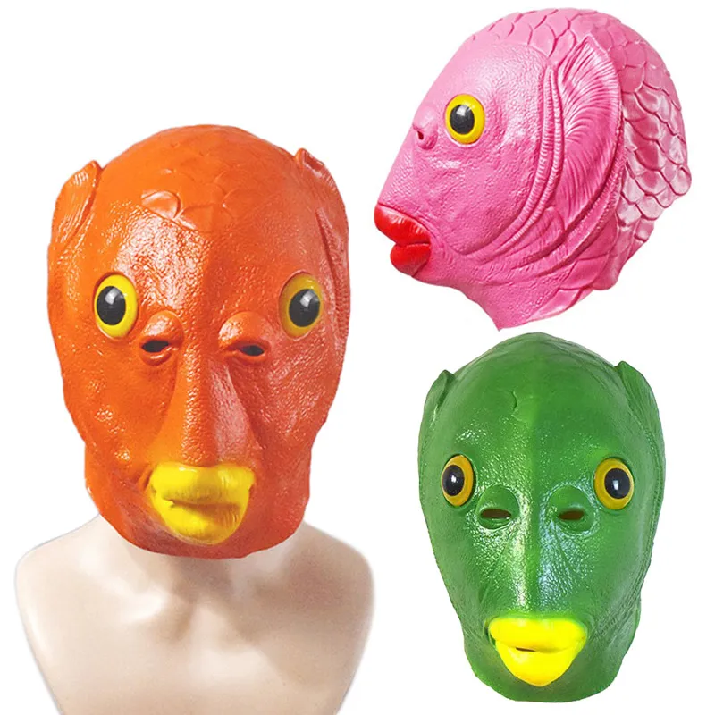 TikTok le même masque de monstre de poisson vert tête monstre couvre-chef en latex Halloween cosplay