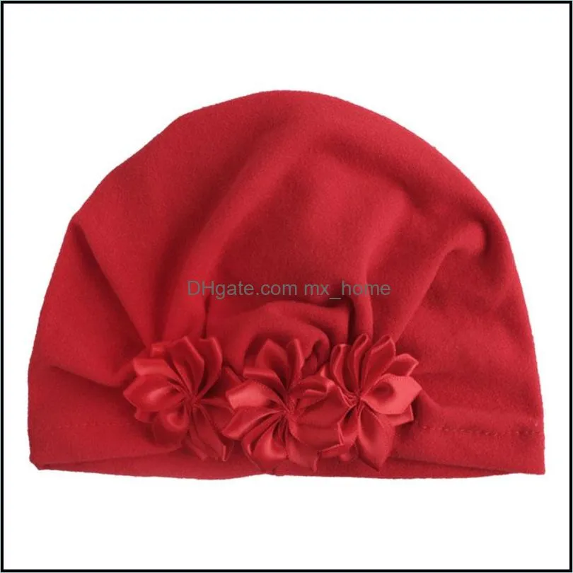 Newborn Baby Hats Flower Tie Hedging Caps Infant Girls India Hats Boy Autumn Winter Caps 4M-6T 07