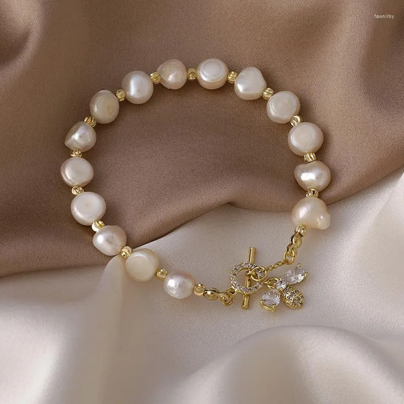 Lien Chaîne Corée Du Sud Style Élégant INS Simple Animal Abeilles Perles D'eau Douce Bracelets Cadeau Banquet Fête FEMMES Bijoux 2022 Fawn22