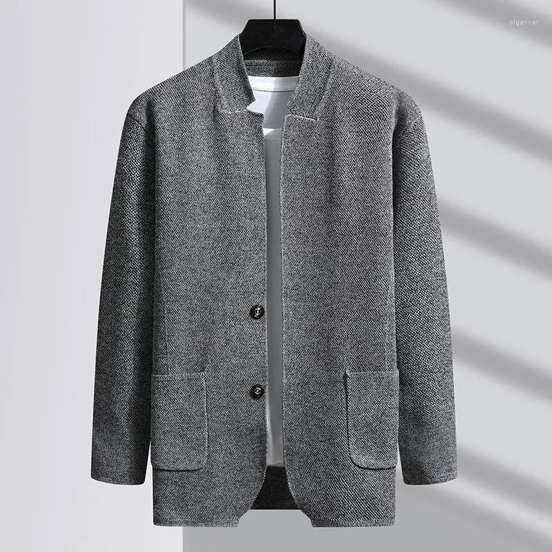 Suéteres masculinos Cardigan Cardigan Cardigan Preto Chaque Chaque Vestido Caso Dadro Negócio Lazer Escritório Coreano 2022 Recomendar Vender Olga22