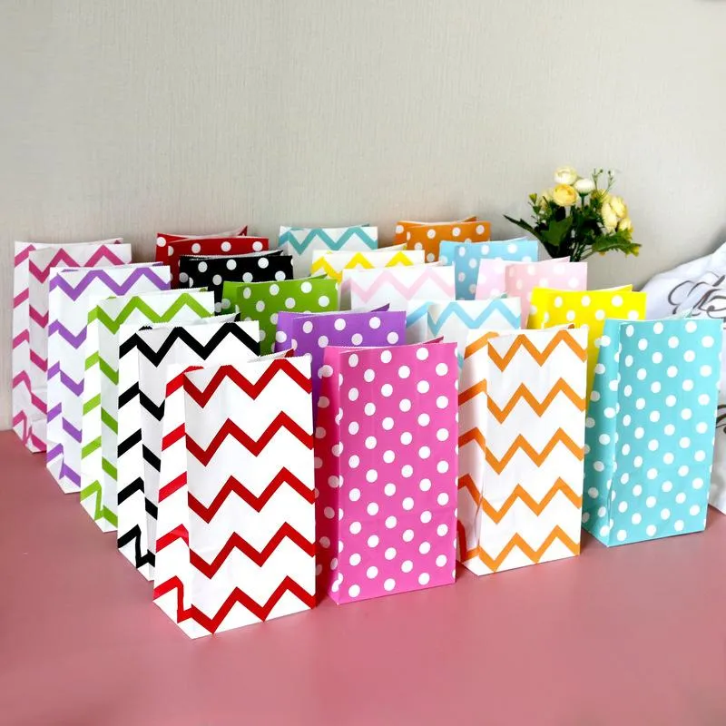 Gift Wrap Paper Bag Stand Up Wave Colored Bags 24x13x8cm Favor Open Top Packing Treat WholesaleGift