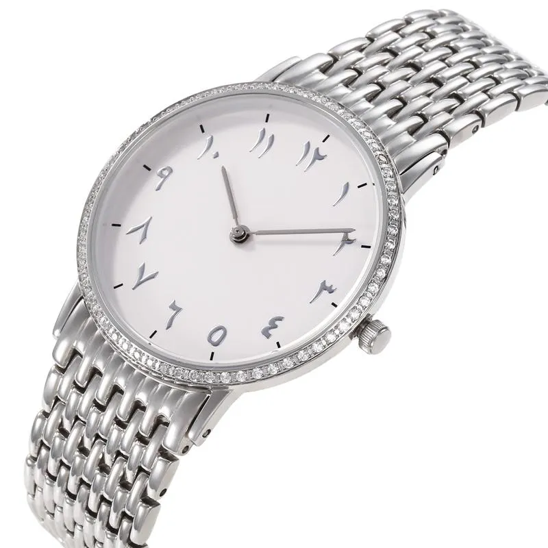 Zegarek zegarowy stal cienki design arabski zegarek mężczyźni i kobiety pełne arabskie islamskie zegarek męski samica montre muzułmańskie zegary hourswristwatches