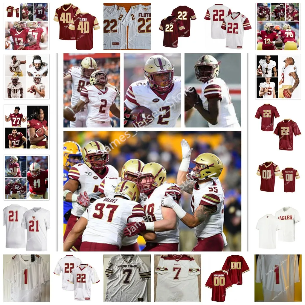 Maillot NCAA Doug Flutie personnalisé Maillots de football Boston College Eagle 1 Jaelen Gill 9 Jaiden Woodbey 5 Phil Jurkovec 66 Drew Kendall 5 Deon Jones 1 Cj Burton Ozzy Trapilo