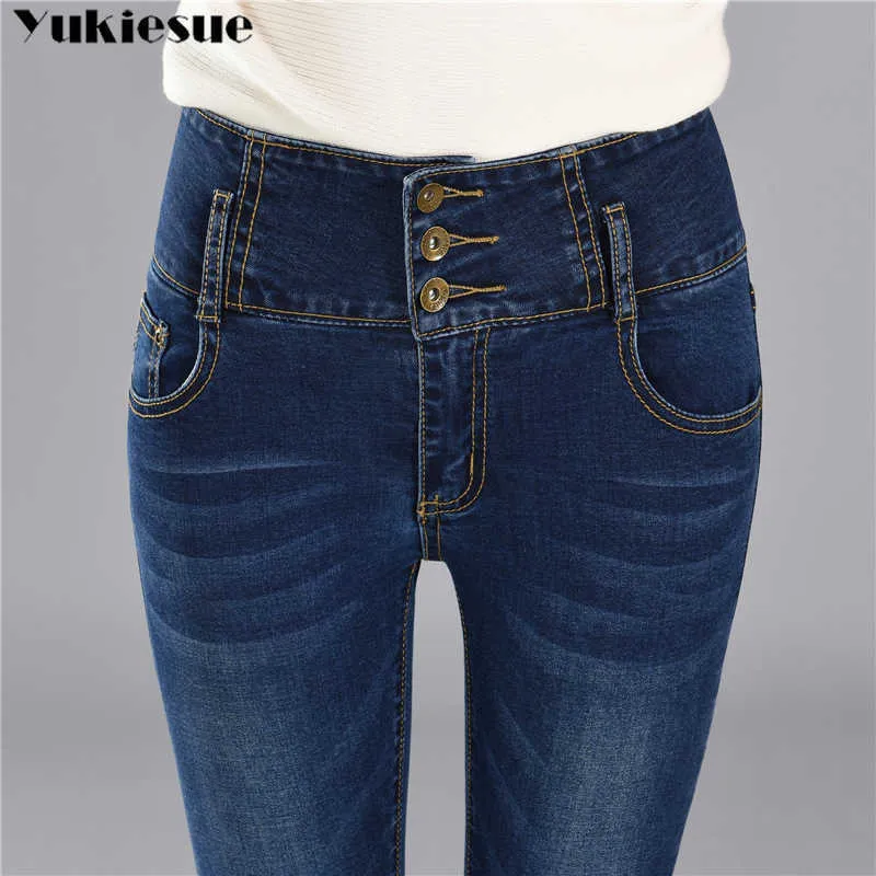 Jeans Womens Alta cintura preta de jeans vintage longa calça lápis mais tamanho 34 mulher Camisa feminina Lady Fat Troups 210608