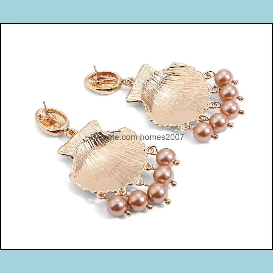 Hypoallergenic stainless steel earrings shell pearl earrings European and American alloy conch Earrings for women and girls