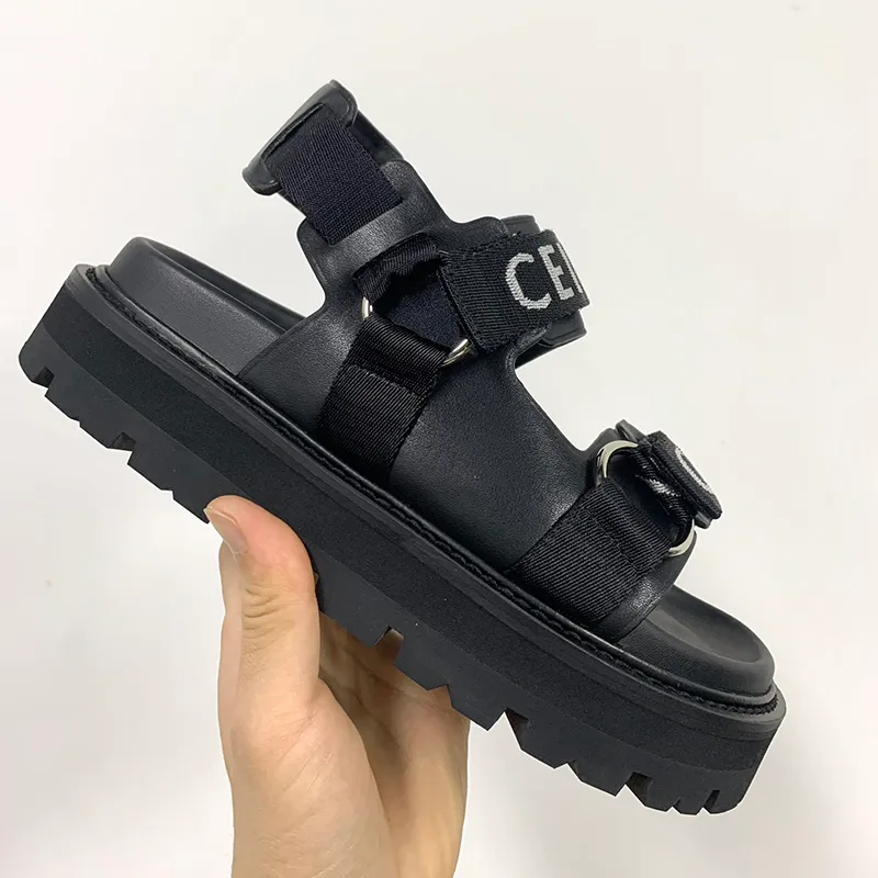 Muffin Bottom Sandaler Sommar Nyast Utskrift Ribbon Spänne Kvinnor Sko Designern rekommenderar starkt högkvalitativ äkta läder fram bakre band casual sandal