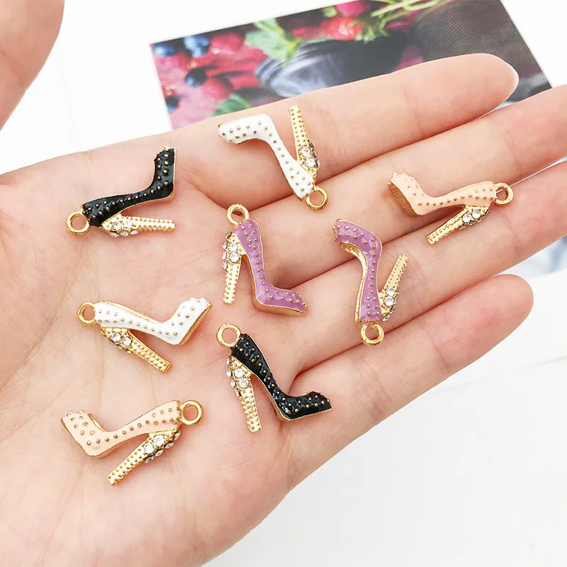 20PC/lot 15x17mm Rhinestones High heel shoe Pendant Hang Charms DIY Jewelrys Fit For Bracelet Necklace Making