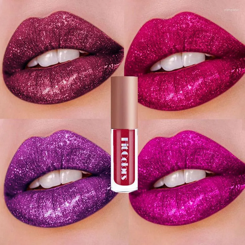 Brillant à lèvres couleur/ensemble métallisé Fine paillettes mat liquide rouge à lèvres étanche miroitant couleur satinée maquillage durable BeautyLip Wish22