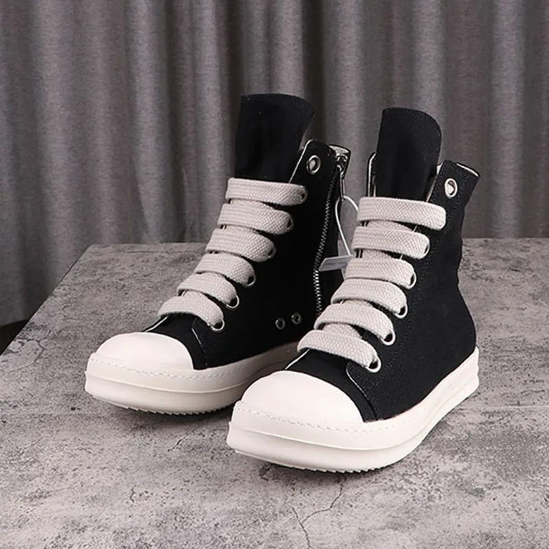 High Street Canvas Jumbo Shoelace Womens High Top Sneakers For Men