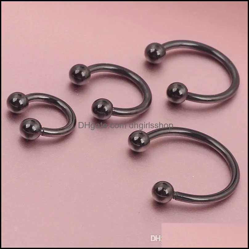 anodized black horseshoe bar - lip nose septum ear ring various sizes available piercing nose body jewelry