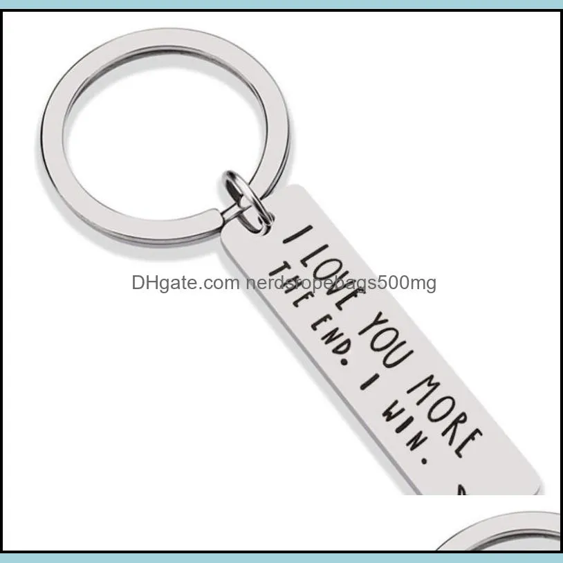 Keyrings Stainless Steel I Love You Most Morevparty favor The End I Win Couples Keychain Metal Key Holders RRB14600
