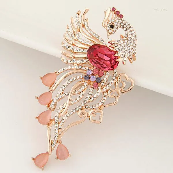 Broches Broches Élégant Femmes Mode Couleur Strass Zircon Paon Broche De Luxe Opale Banquet Vêtements Accessoires Bijoux Kirk22