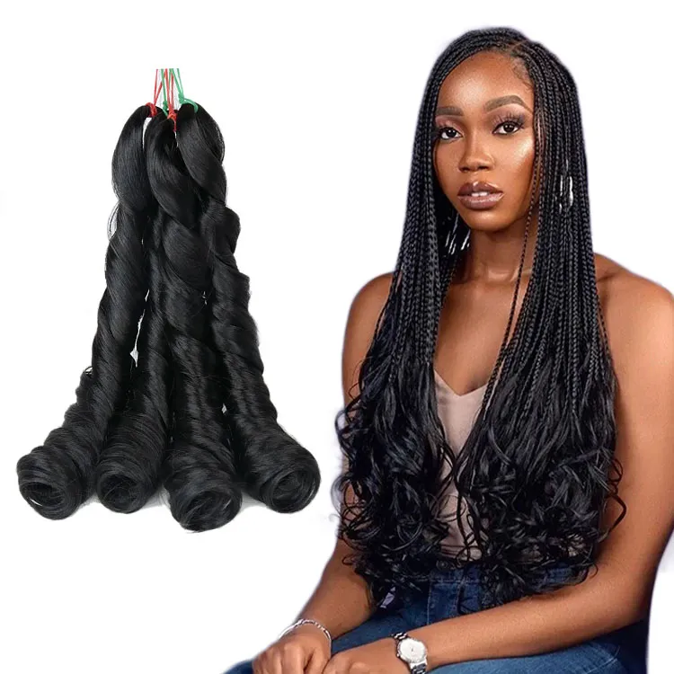 Wholesale Kanekalon French Spiral Curl Hair Synthetic Yaki Pony Style Wavy Hair Kenya Extensions Body Wave Hair for Afro Curly Braiding Hair