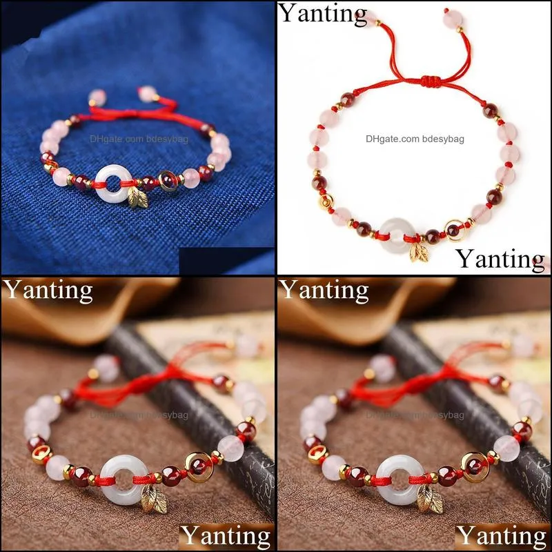 beaded strands yanting powder crystal beads bracelets for women natural stone garnet girls bracelet adjustable size ethnic 018beaded