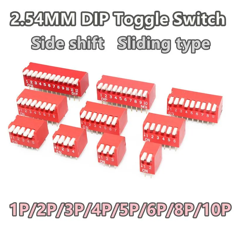 Commutateur LOT 2.54 DIP Slide Toggle 2.54MM Pitch 1 2 3 4-12Pin Code Codage Position Way Side Shift DialSwitch