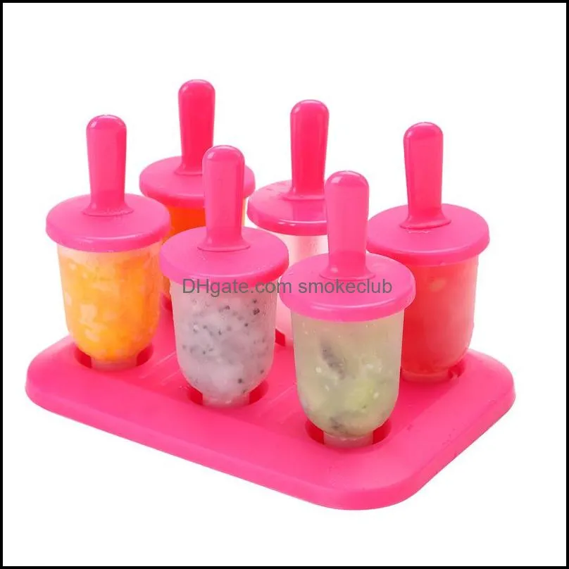 6 Cells Round Shape Summer Accessories Kitchen Tools Food Grade DIY Ice Cream Maker Popsicle Molds Dessert Molds
