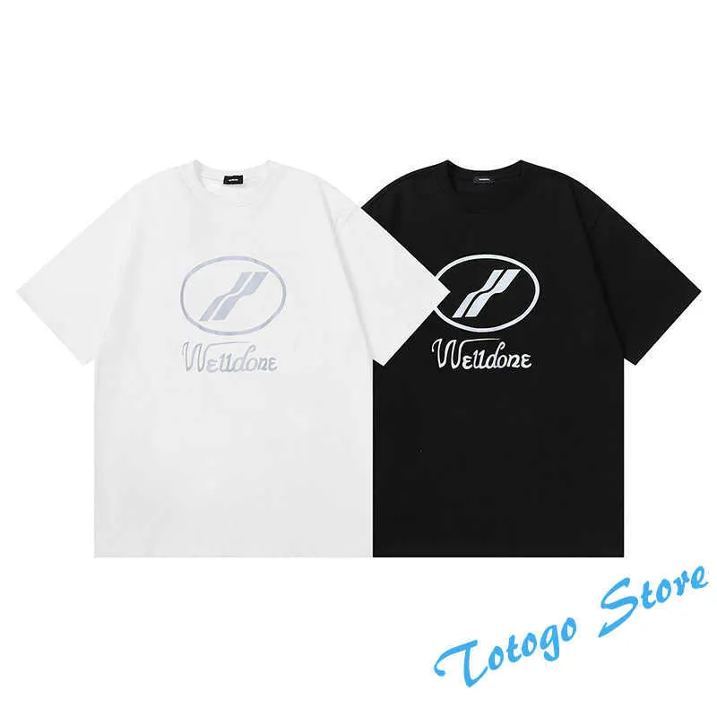 Welldone 最高品質の夏 2022 純粋な綿 Tシャツシンプルな男性女性黒半袖 O ネックルーズカジュアル We11done トップス Tシャツ