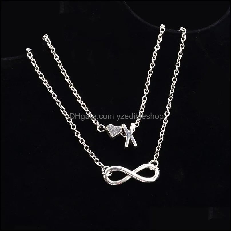 Hot Selling Fashion 925 Silver Infinity Love Heart Bracelets 26 Letters Initials Anklet Bracelet for Jewelry Wholesale