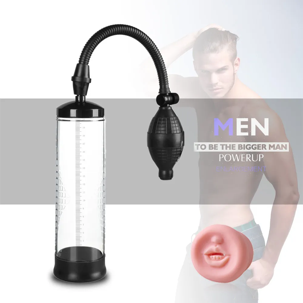 Pompa del pene Estensore del vuoto Ingrandimento Erezione Ginnico Trainer Dick Prolong Enhancer Giocattoli erotici sexy per uomo