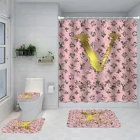 Tide Letters Toilet Seat Covers Bath Shower Curtains Set Non Slip Toilet Mats Fashion Bathroom Accessories Home Decor304N