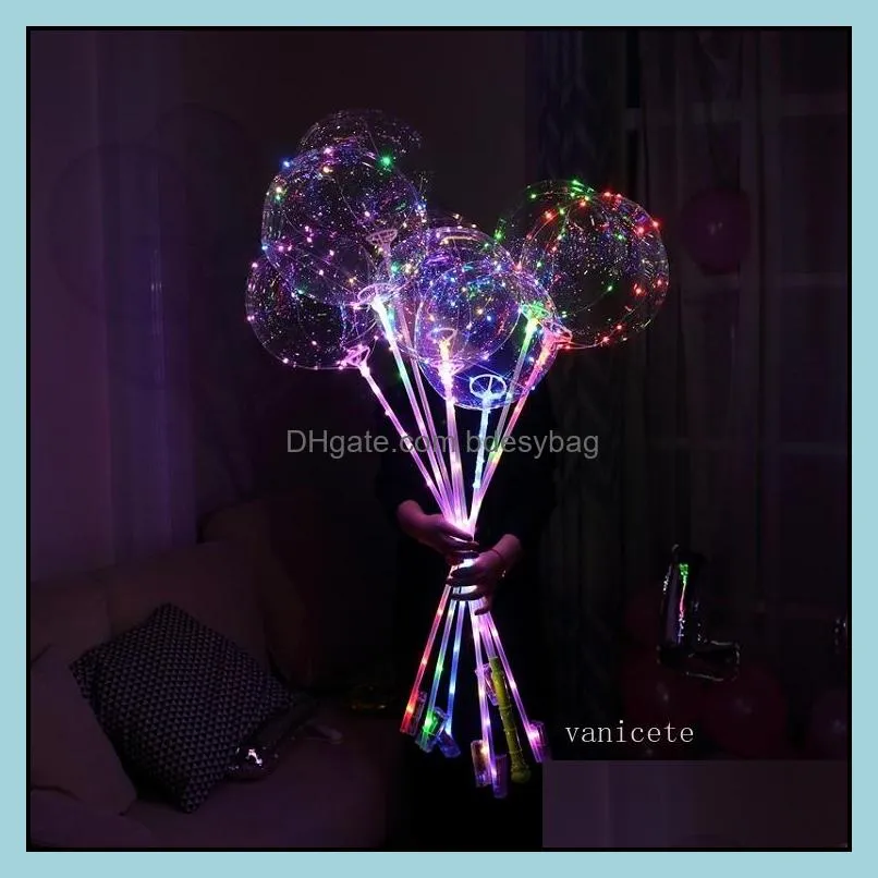party favor led bobo balloon with stick  string led light christmas halloween birthday balloons party decor t2i53193