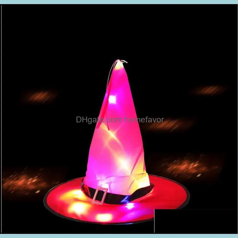 led lights halloween witch hat outdoor tree hanging glow in the dark colorful glowing cap decoration children`s party supplies