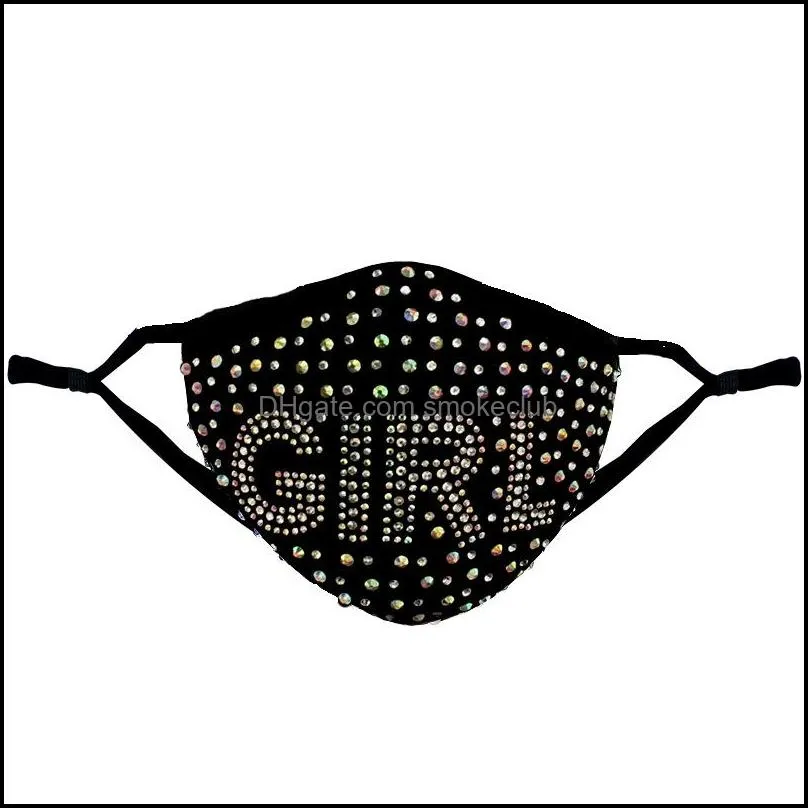 designer diamond masks bling print boss queen rhinestone colorful face mask women party washable sexy sex fashion facemask 1735 T2