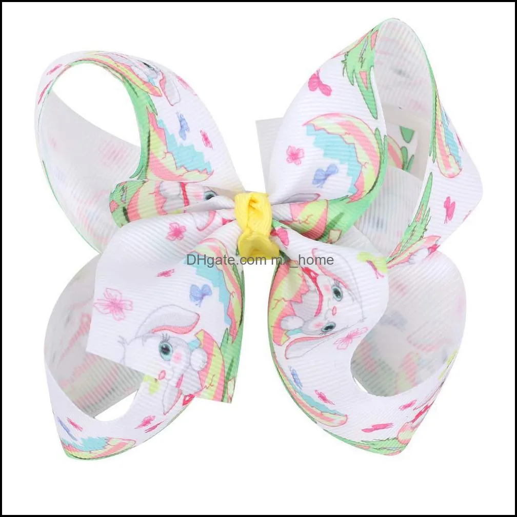 hair accessories baby girls bow easter egg rabbit print hairpin headwear fashion kids hairbow boutique children barrettes 3 colors