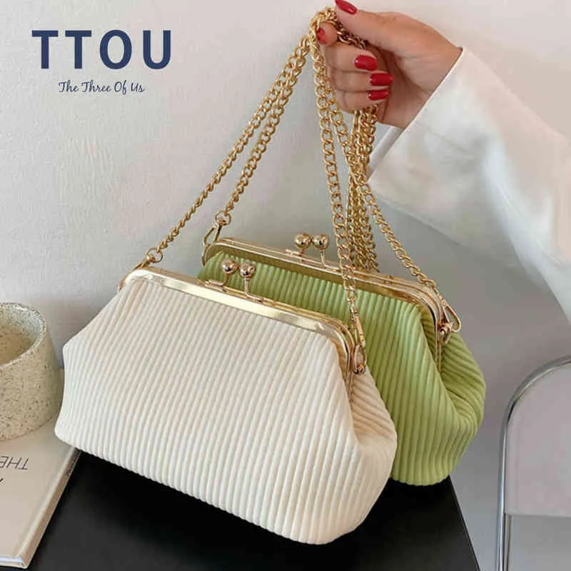 Evening Bag Mini Clamp Design Pu Crossbody Bags for Women 2022 Fashion Ladies Chain Shoulder Female Luxury Handbags and Purses 0623