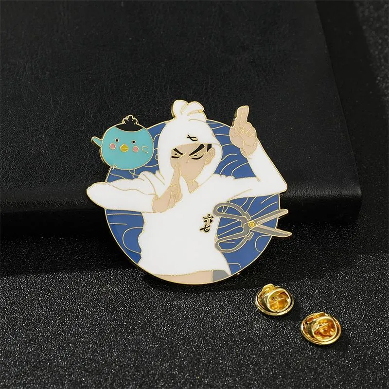 Pinos broches anime tesoura sete ligas de zinco de metal jóias de mochila para crianças Giftspins