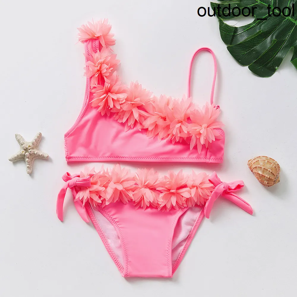 2 14y Girls Swimwear Flower Girls Swimsuit Two Pieces Kids Bikini Set