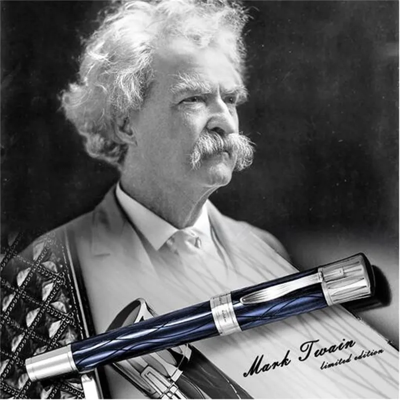 Escritor de edição limitada Mark Twain Rollerball Caneta exclusiva com design de rachaduras de gelo para escritório Esferográfica com número de série Monte 0068/8000