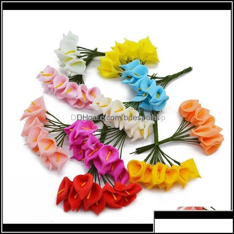 Decorative Wreaths Festive Supplies Home & Garden Drop Delivery 840 Pcs/Lot Artificial Mini Flowers Head Handmade Pe Foam Calla Lily