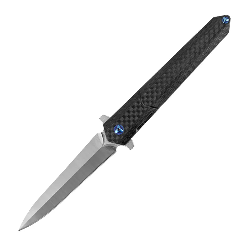 J066 carbon fiber handle M390 steel blade folding knife NC water grinding surface knife with a ball bearing system