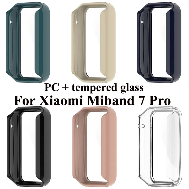 Hard PC i Matte Case z temperowanym szklanym ochroną ekranu kompatybilnego dla Xiaomi Miband 7 Pro Smart Watch Akcesoria