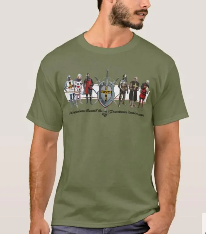 Herren-T-Shirts mit Ritter-Templer-Grafik und Schild und Schwertern. Sommer Baumwolle Kurzarm O-Ausschnitt Herren T-Shirt S-3XL