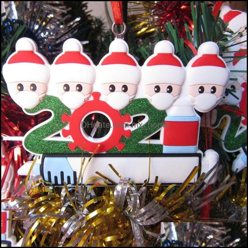 Party Decoration Santa Claus Elk Snowman Family Christmas Tree Ornament Gift for Mom Dad Kid Grandma 2021 Xmas Doorplate Pendant