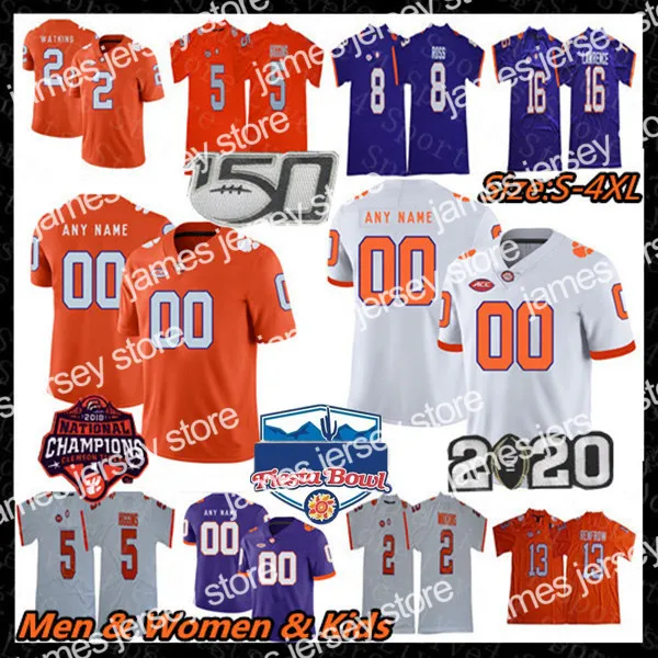 Maillot de football James Custom Clemson Tigers D.J. Uiagalelei Pace Will Shipley Joseph Ngata Justyn Ross Isaiah Simmons Baylon Spector R.J. Micken