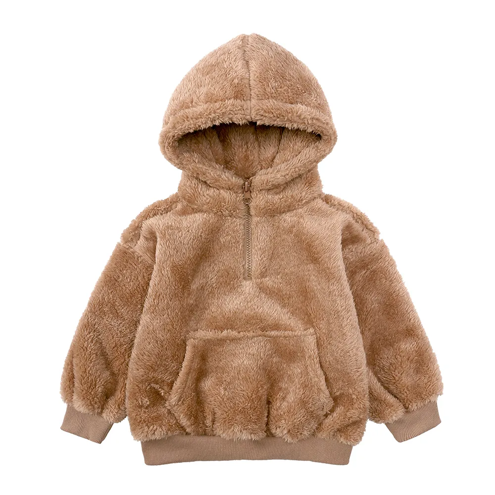 Toddler Girl Ear Design Fuzzy Fleece Lined Hoodie Sweatshirt