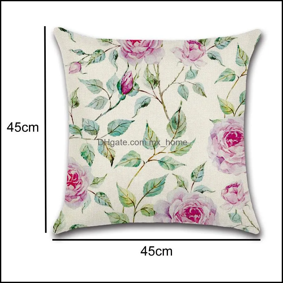 home cushion covers 45x45cm customizable single-sided printing tropical flower linen sofa decorative pillow case