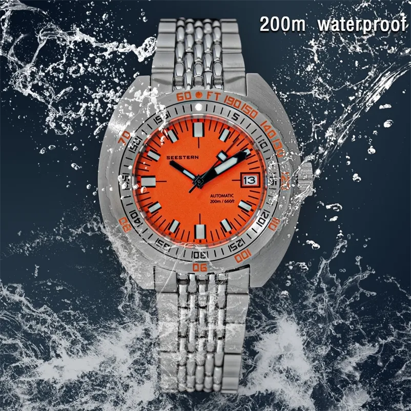 Top Brand Diver Watch Men Sub 300T Automatisch mechanische Saphirglasleuchtdatum 200 m Turn Armband Seestern Armbandwatch Retro 220526