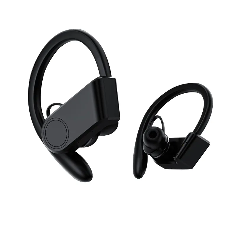 TWS Earhook Headphones Bluetooth Wireless Earphones Gaming Sports Waterproof Earpiece For Iphone Android Samsung Can Charge Phone 1000Mah Black Charging Box 60H