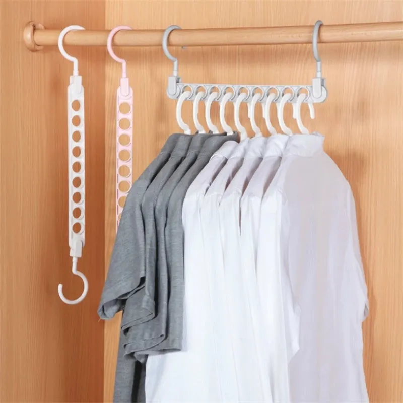 9-hole magische kleding haken multifunctionele vouwhanger roterende kleermakers garderobe drogende kledingrails home organisator