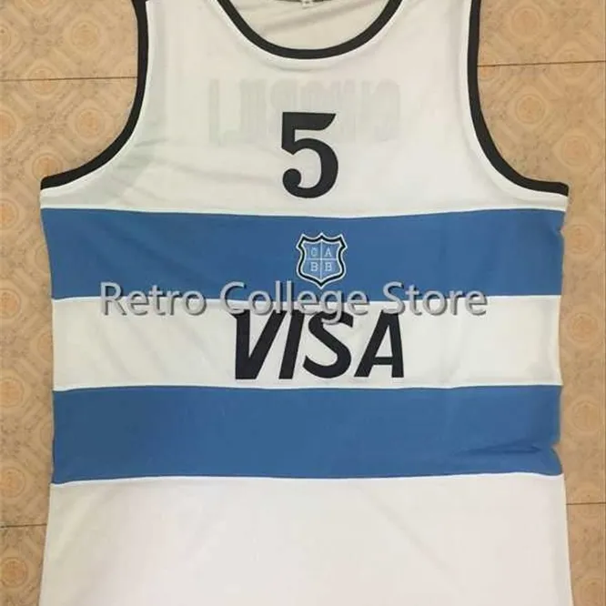 XFRSP # 5 Manu Ginobili Team Argentyna Navy Blue Sewn Retro Thrackback Koszykówka Dostosuj dowolny numer rozmiaru i nazwę gracza