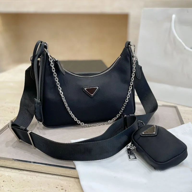 Women Luxurys Designers Bags 2023 Re Edition 2005 Nylon Bag Handbag Wallet prads Shoulder Triple Crossbody Coin Purse Lady Wallets Fashion