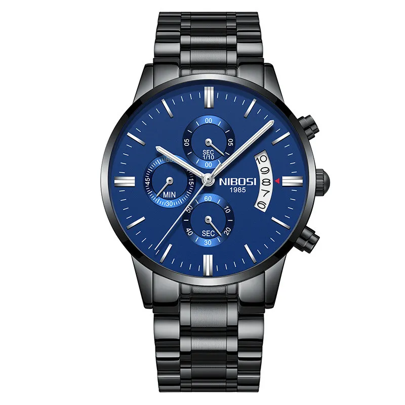 Watchsc - Montre en cuir en acier inoxydable à quartz coloré de 43 mm de créateur puhuo029