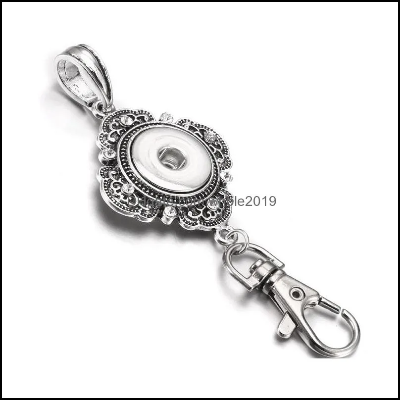 6styles snap jewelry snap button key chains crystal owl 18mm snap keychains keyring for women