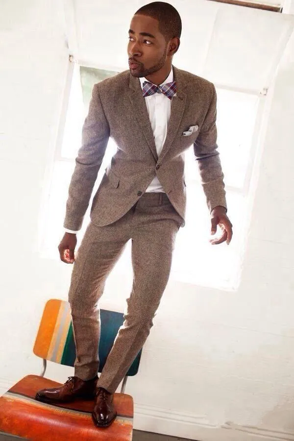 Mens Suits Blazers Latest Coat Pant Designs Brown Tweed Custom Bridegroom Tuxedo Suit Wedding For Men Slim Fit Terno Jacket Pant From 73 67 DHgate