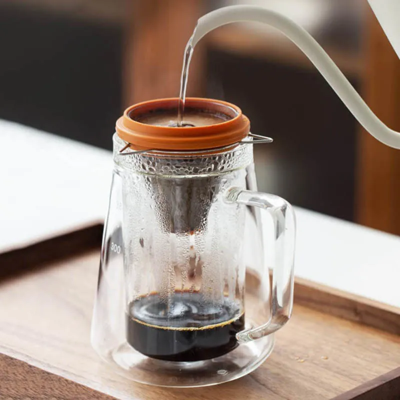 مرشحات القهوة قابلة لإعادة التدوير طبقة مزدوجة الفولاذ المقاوم للصدأ مقاومة القهوة أدوات القهوة المصنوعة يدويًا